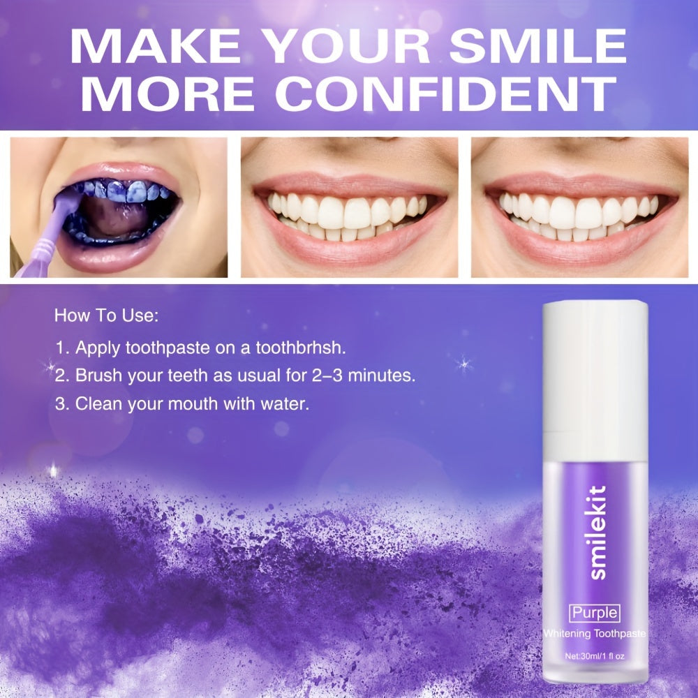 Mint Flavor,Purple Whitening Toothpaste, Light Mini Purple Toothpaste, Deep Cleaning, Mild and Spicy, Fresh Breath, Oral Cleaning Whitening Toothpaste, Travel Portable Purple Toothpaste, Home Whitening Toothpaste