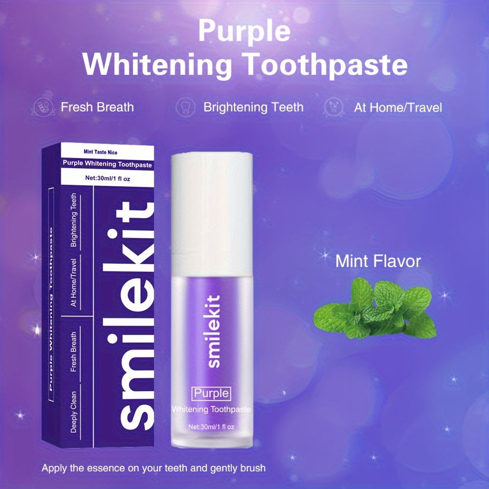 Mint Flavor,Purple Whitening Toothpaste, Light Mini Purple Toothpaste, Deep Cleaning, Mild and Spicy, Fresh Breath, Oral Cleaning Whitening Toothpaste, Travel Portable Purple Toothpaste, Home Whitening Toothpaste