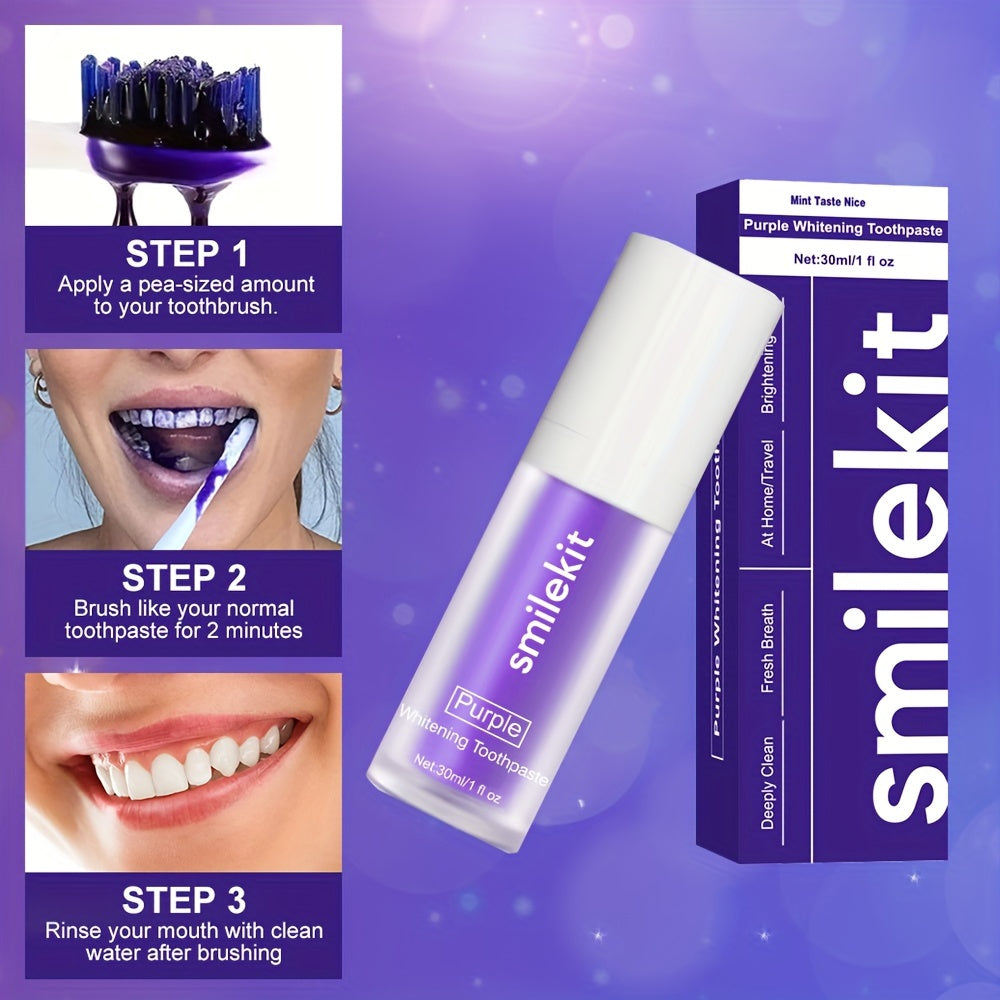 Mint Flavor,Purple Whitening Toothpaste, Light Mini Purple Toothpaste, Deep Cleaning, Mild and Spicy, Fresh Breath, Oral Cleaning Whitening Toothpaste, Travel Portable Purple Toothpaste, Home Whitening Toothpaste
