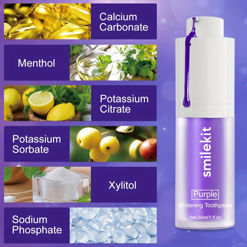 Mint Flavor,Purple Whitening Toothpaste, Light Mini Purple Toothpaste, Deep Cleaning, Mild and Spicy, Fresh Breath, Oral Cleaning Whitening Toothpaste, Travel Portable Purple Toothpaste, Home Whitening Toothpaste