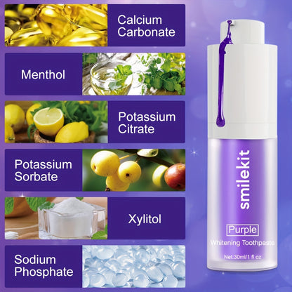 Mint Flavor,Purple Whitening Toothpaste, Light Mini Purple Toothpaste, Deep Cleaning, Mild and Spicy, Fresh Breath, Oral Cleaning Whitening Toothpaste, Travel Portable Purple Toothpaste, Home Whitening Toothpaste