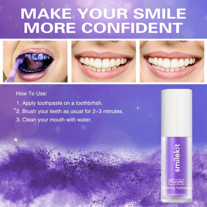 Mint Flavor,Purple Whitening Toothpaste, Light Mini Purple Toothpaste, Deep Cleaning, Mild and Spicy, Fresh Breath, Oral Cleaning Whitening Toothpaste, Travel Portable Purple Toothpaste, Home Whitening Toothpaste